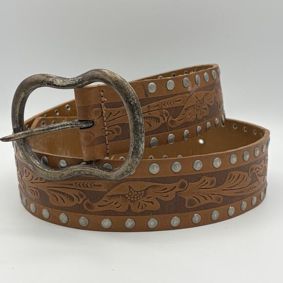 Chinese Laundry Women’s Leather Studded Tooled Belt 420116 Size M 32”-36” Canada - Picture 11 of 11